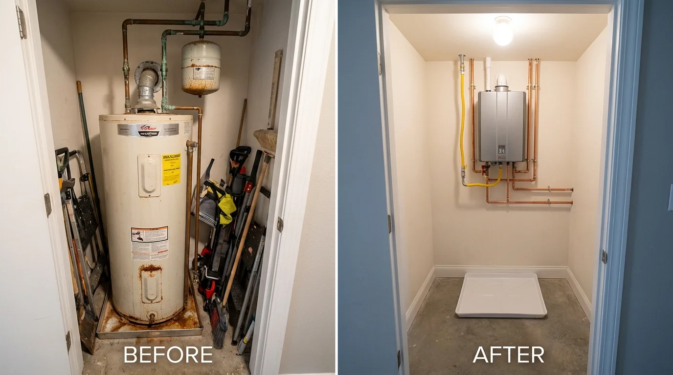 Tank water heater versus wall-mounted tankless unit comparison for Minnewaukan, ND homeowners